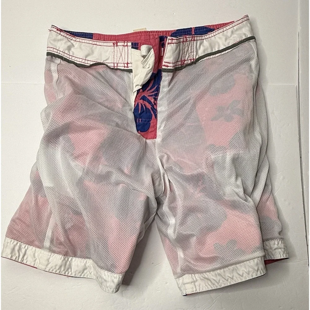 Vtg Abercrombie Fitch Swim Trunks Mens M Pink Blue Floral Hawaiian‎ Lined Preppy